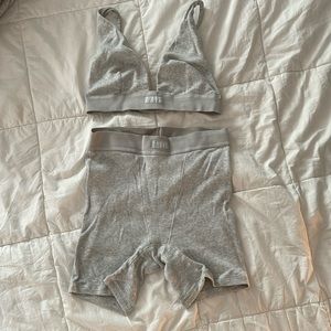 SKIMS grey ribbed set